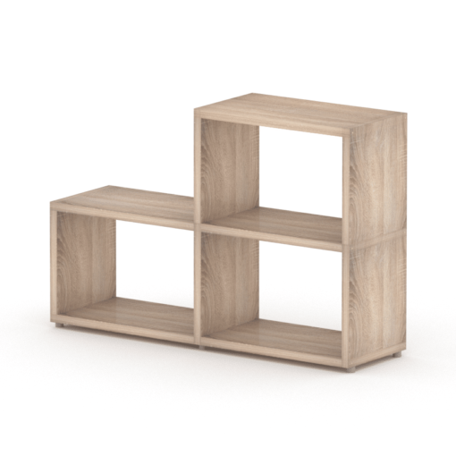 2 step oak wide cube shelves