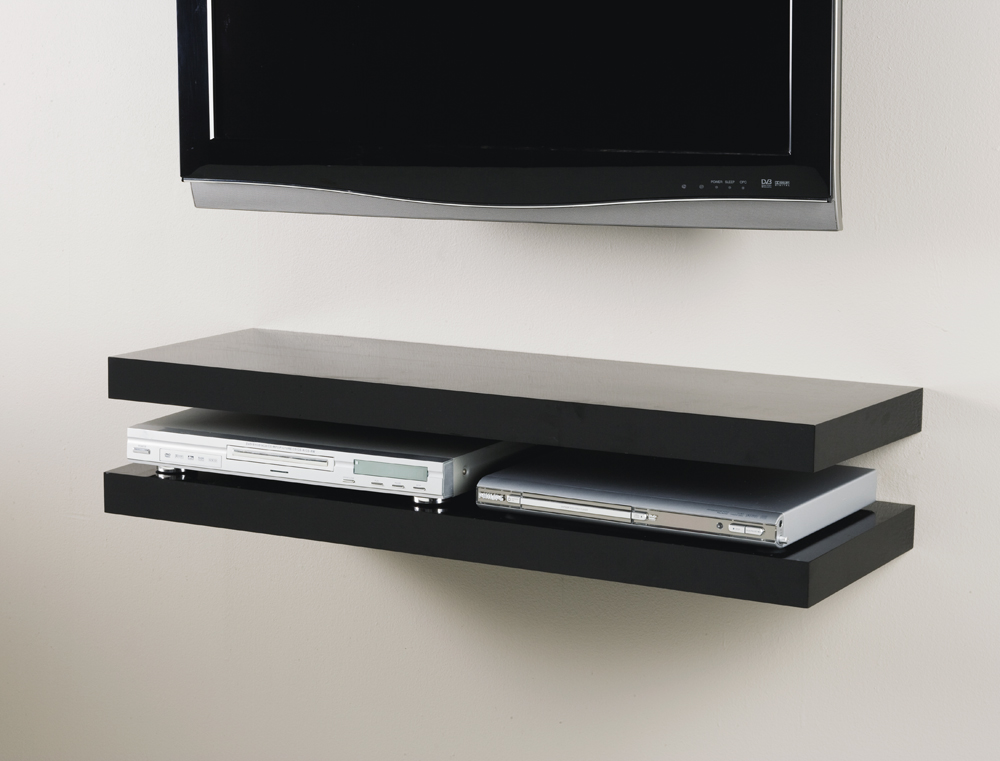 Black Media Floating Shelf Kit 900x300x50mm - Mastershelf