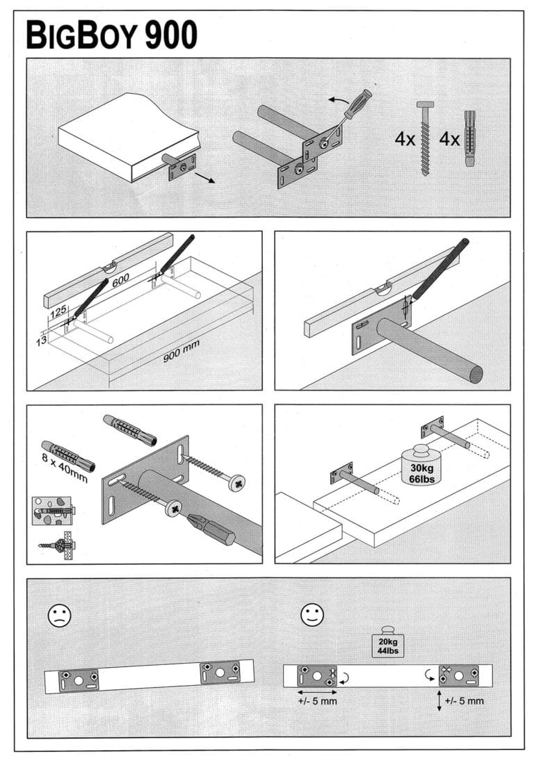 Floating Shelf Kit Oak 90x25x5cm Mastershelf
