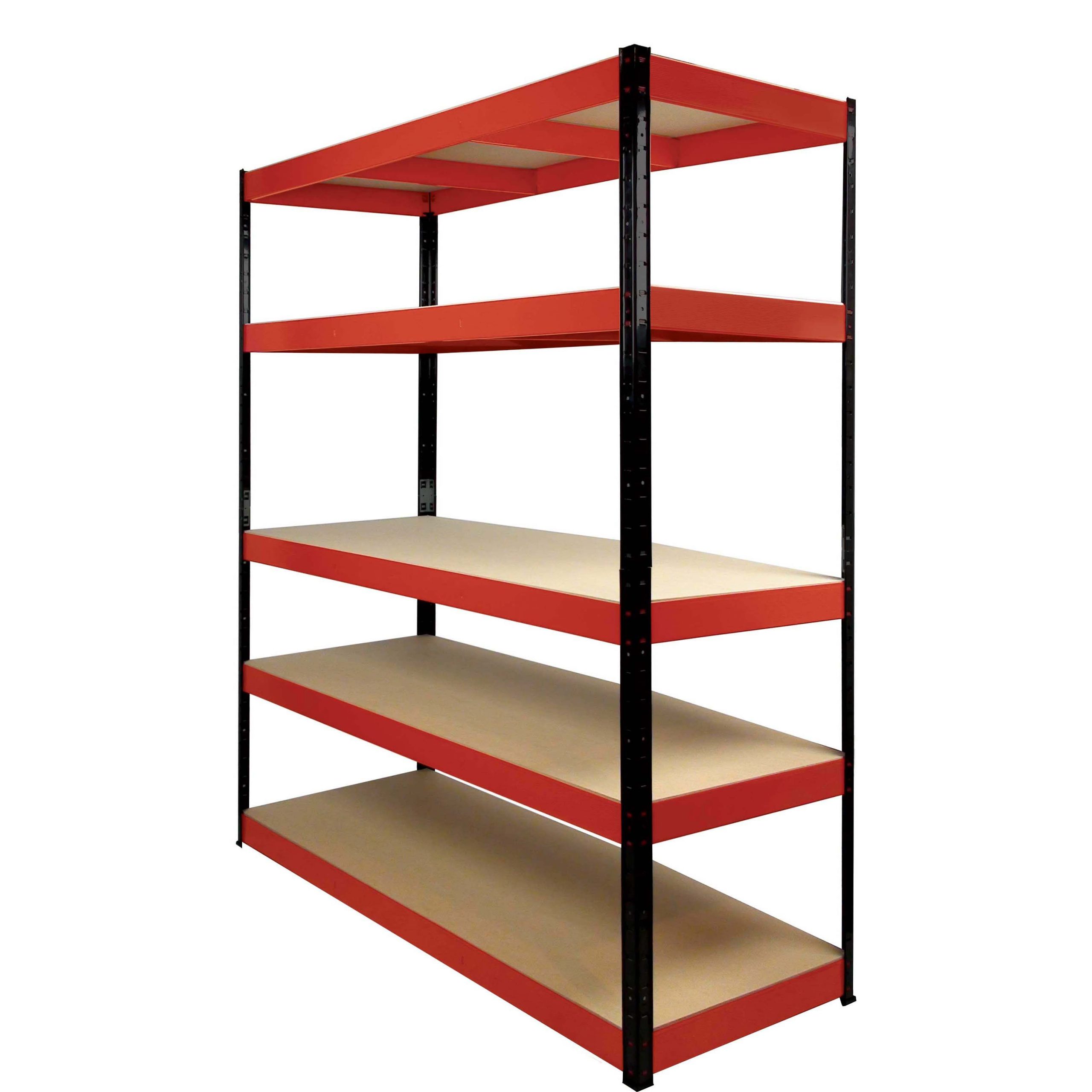 Boss Shelf Kit 5 Wood Shelves Red Black, Wood Shelving Kits