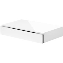 Gloss white floating shelf with drawer