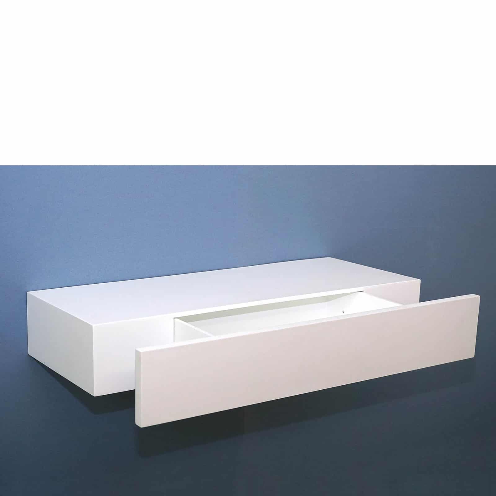 Floating Shelf with Drawer White 600x250x100mm Mastershelf