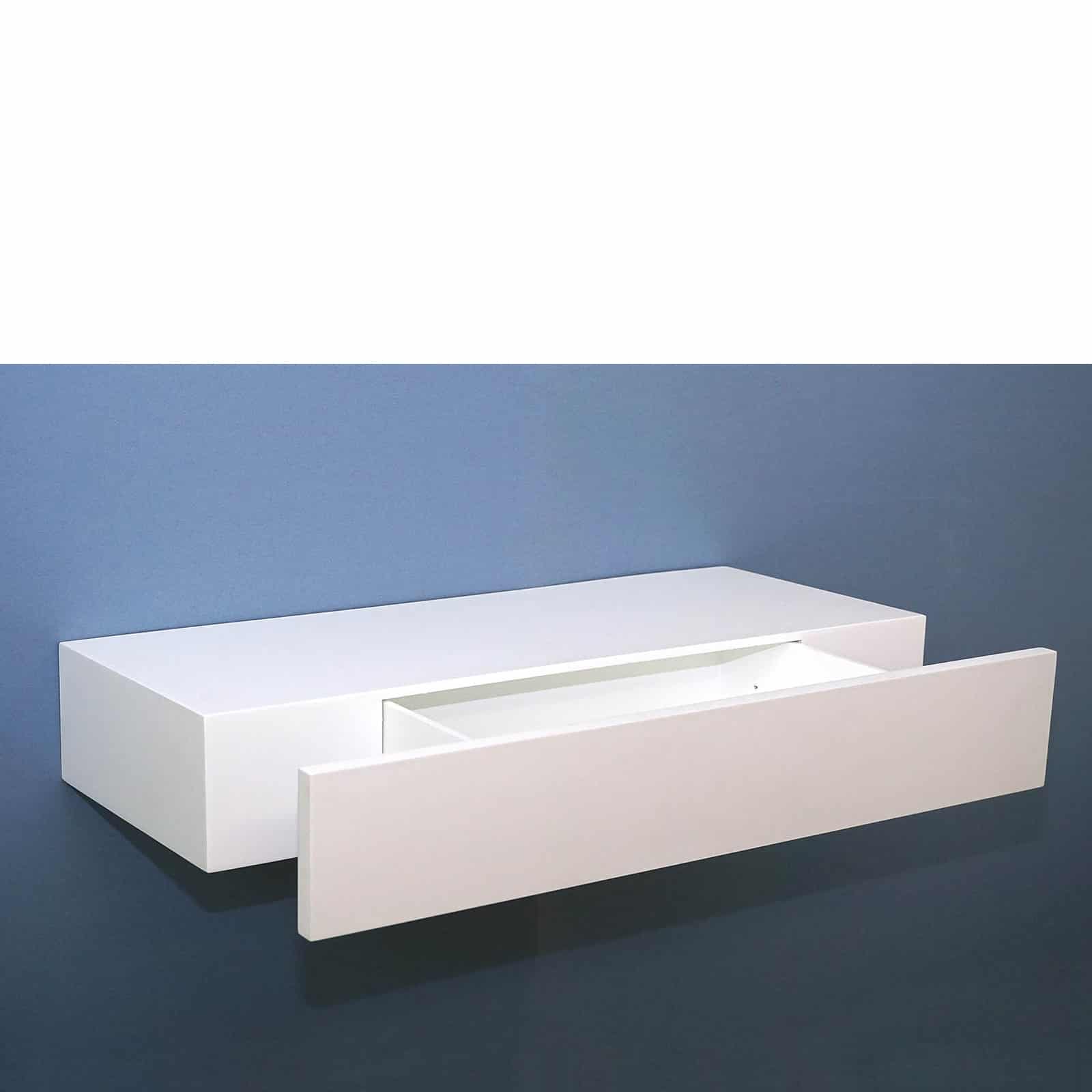 Floating Shelf With Drawer White 600x250x100mm Mastershelf