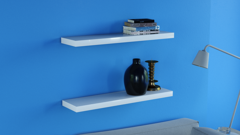 Gloss White floating Shelves double deal 80x20x3.8cm Mastershelf