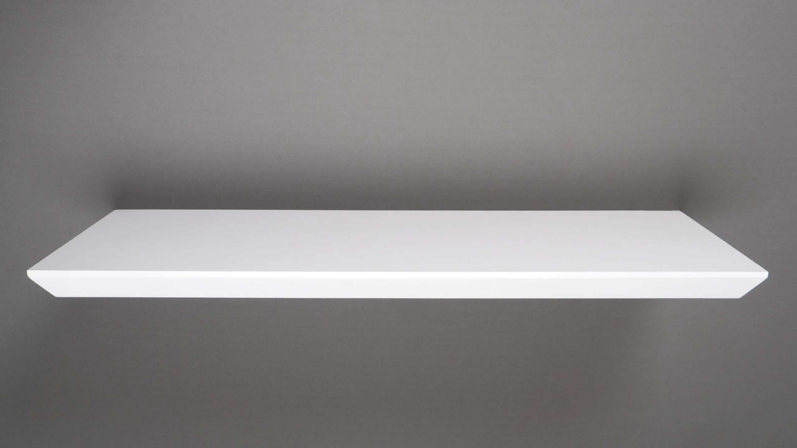 High Gloss White Bevelled Edge Floating Shelf 80x25x3.8cm