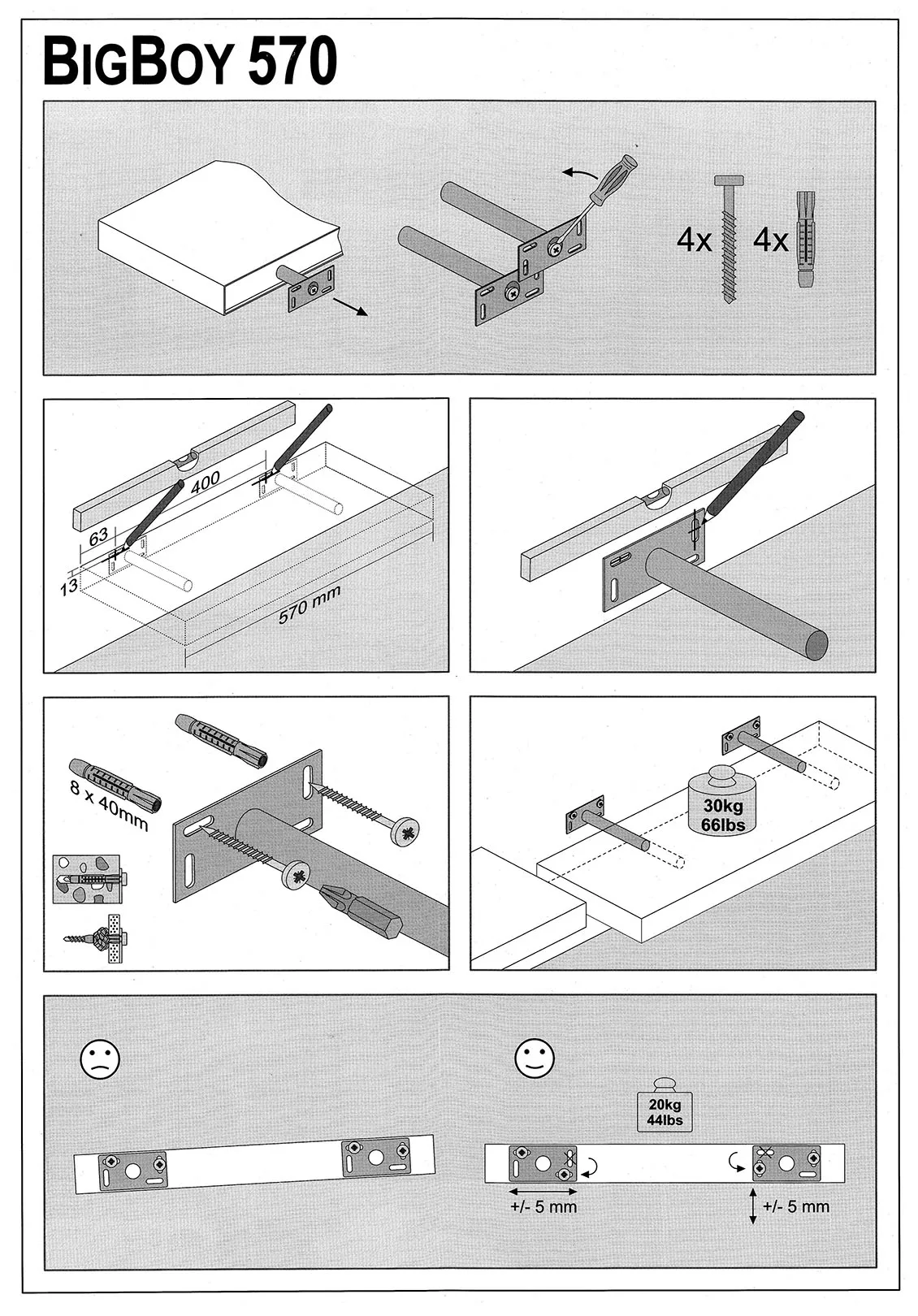 Floating Shelf Kit | Walnut | 57x25x5cm - Image 6